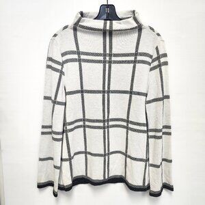 Up To You Women's White/Black Striped Cowl Neck Sweater Size S